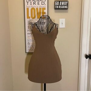 Better Be Ribbed Tan Mini Dress